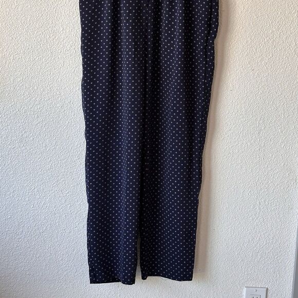 J Crew Pindot Lapel Pants Jumpsuit Women's Size 8 Navy Blue Romper - Picture 3 of 11